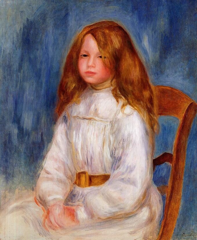 Ragazza seduta su uno sfondo blu – Pierre-Auguste Renoir Pierre-Auguste Renoir 70x85