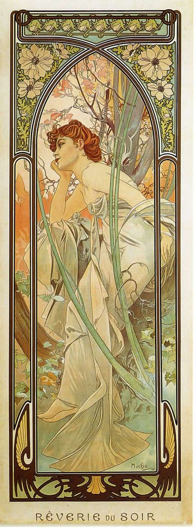 Ore del giorno: Sogno della sera – Mucha Alfons Mucha 70x160