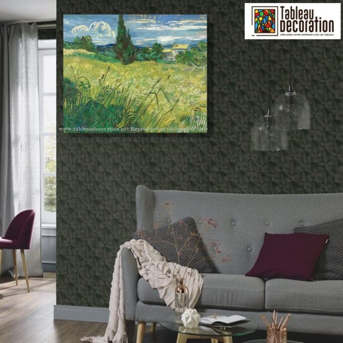 Il Campo di grano verde con cipressi – Van Gogh Quadri Popolari 85x75 4