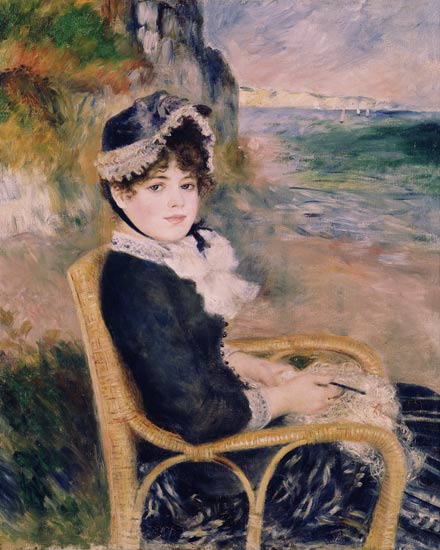 Donna che fa uncinetto sulla riva del mare – Pierre-Auguste Renoir Pierre-Auguste Renoir 70x85