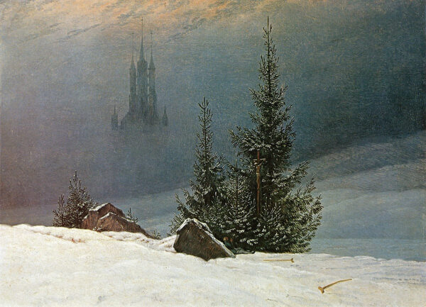 Paesaggio invernale con la chiesa – Caspar David Friedrich Caspar David Friedrich 105x70