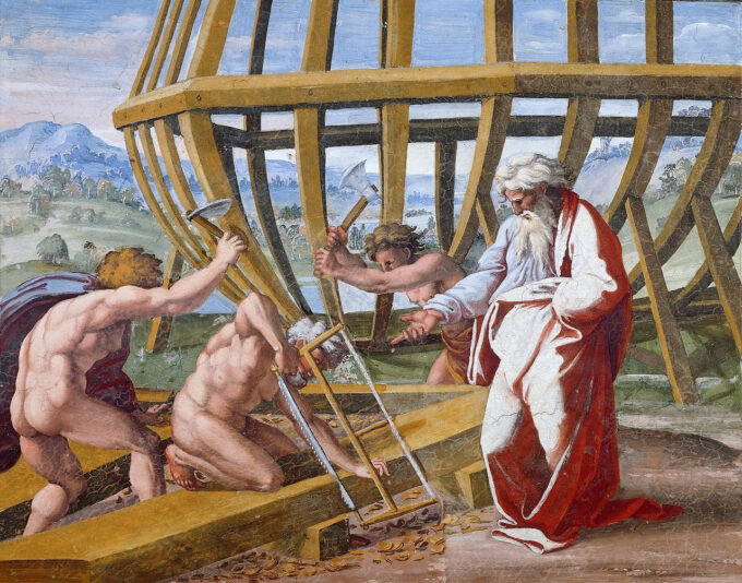 La costruzione dell’arca – Raphaël (pittore) Raffaello Sanzio 85x75