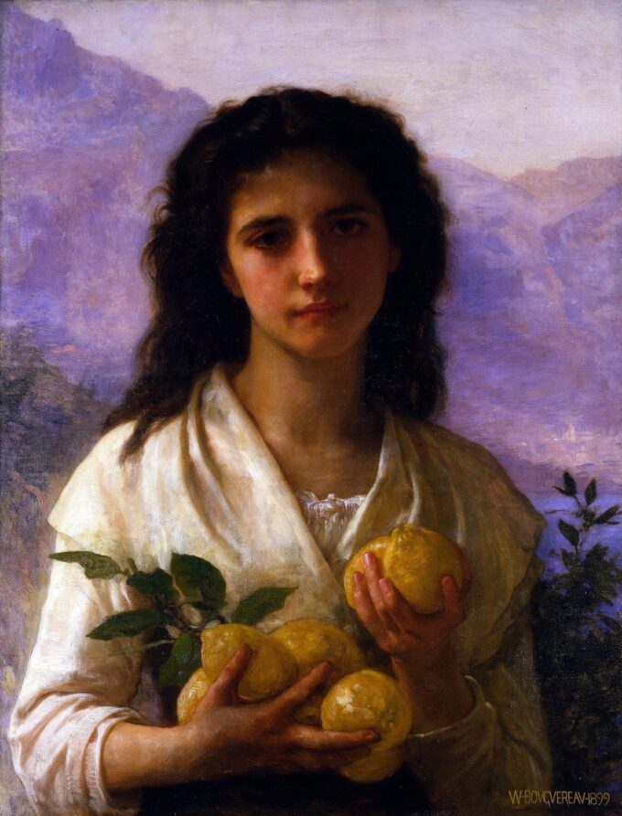 Ragazza che tiene dei limoni – William Bouguereau William Bouguereau 70x85