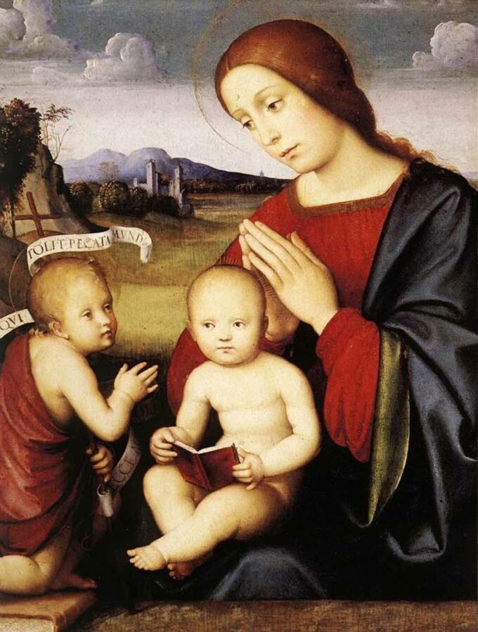 Madonna e bambino con il bambino san Giovanni Battista – Leonardo da Vinci Léonard da Vinci 70x85