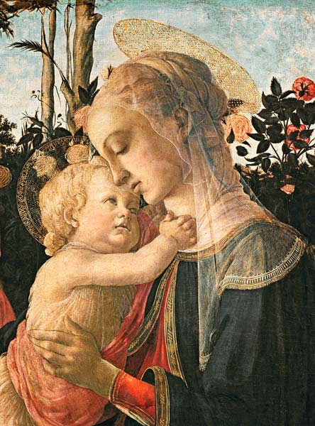 Madonna e bambino con san Giovanni Battista, dettaglio della Madonna e del bambino – Sandro Botticelli Sandro Botticelli 70x85