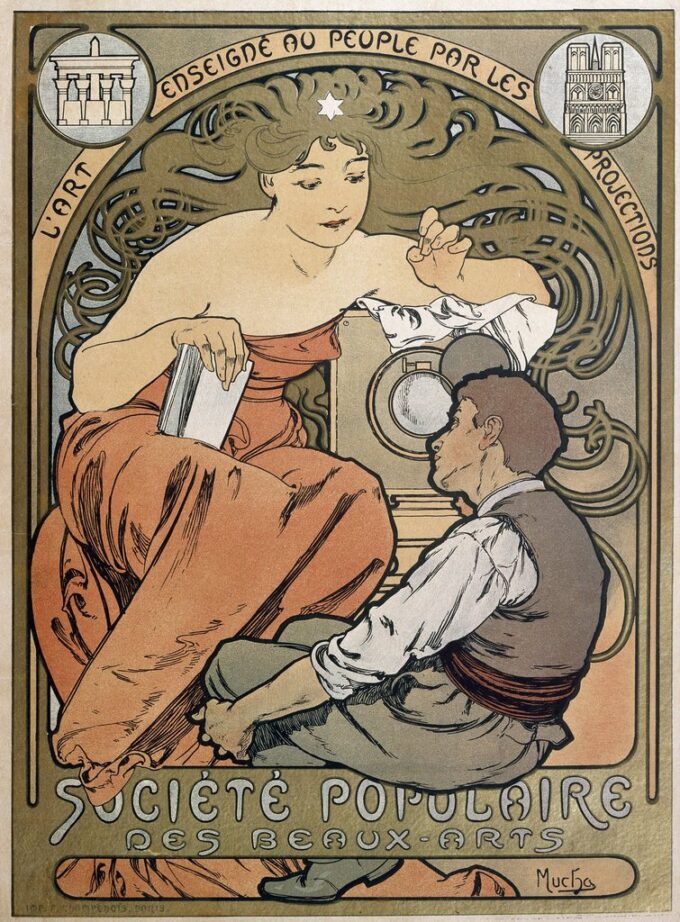 Manifesto per la Società Popolare delle Belle Arti – Mucha Alfons Mucha 70x105