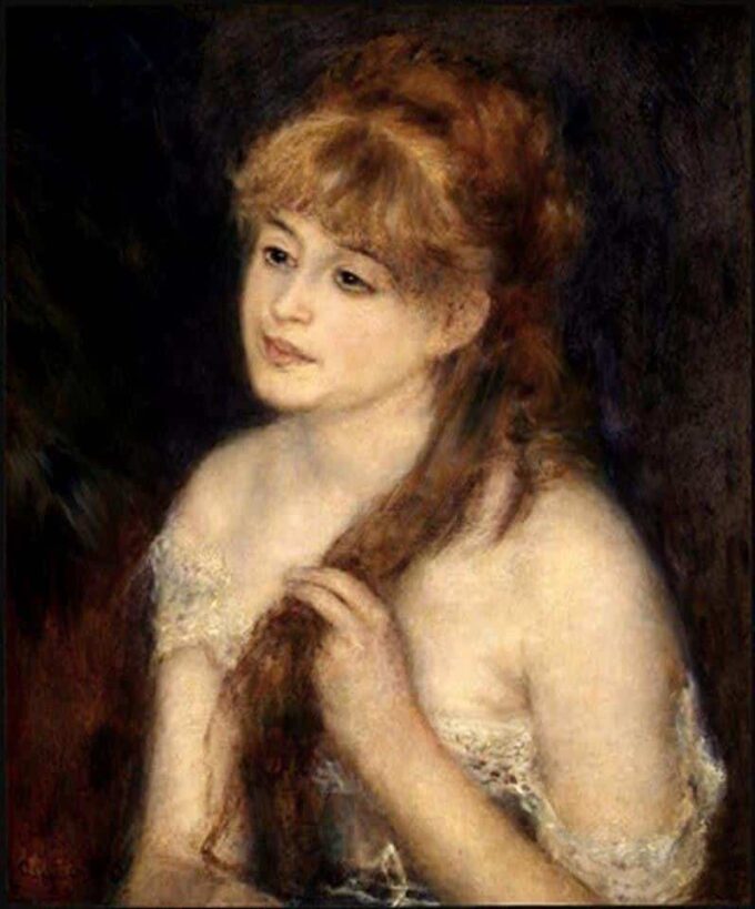 Giovane donna che intreccia i suoi capelli – Pierre-Auguste Renoir Pierre-Auguste Renoir 70x85