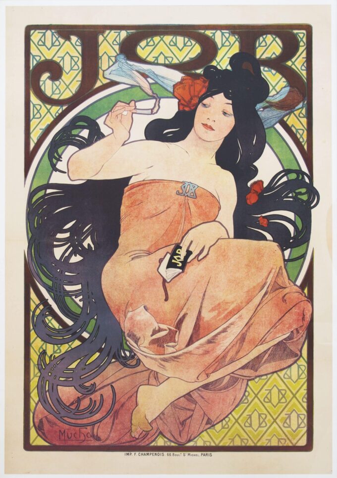 Affiche publicitaire pour le « Job » de papier di soie – Mucha Alfons Mucha 70x105