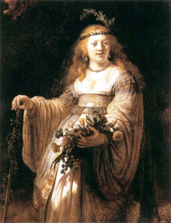 Saskia van Uylenburgh in costume d’Arcadia – Rembrandt van Rijn Rembrandt van Rijn 70x85