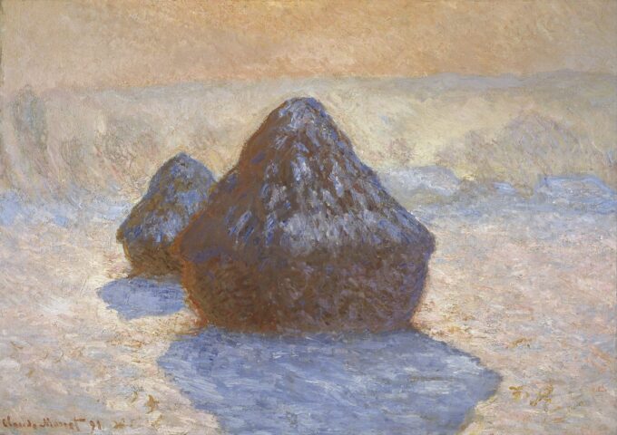 Le balle di fieno: Effetto neve – Claude Monet "Meules" di Claude Monet 105x70