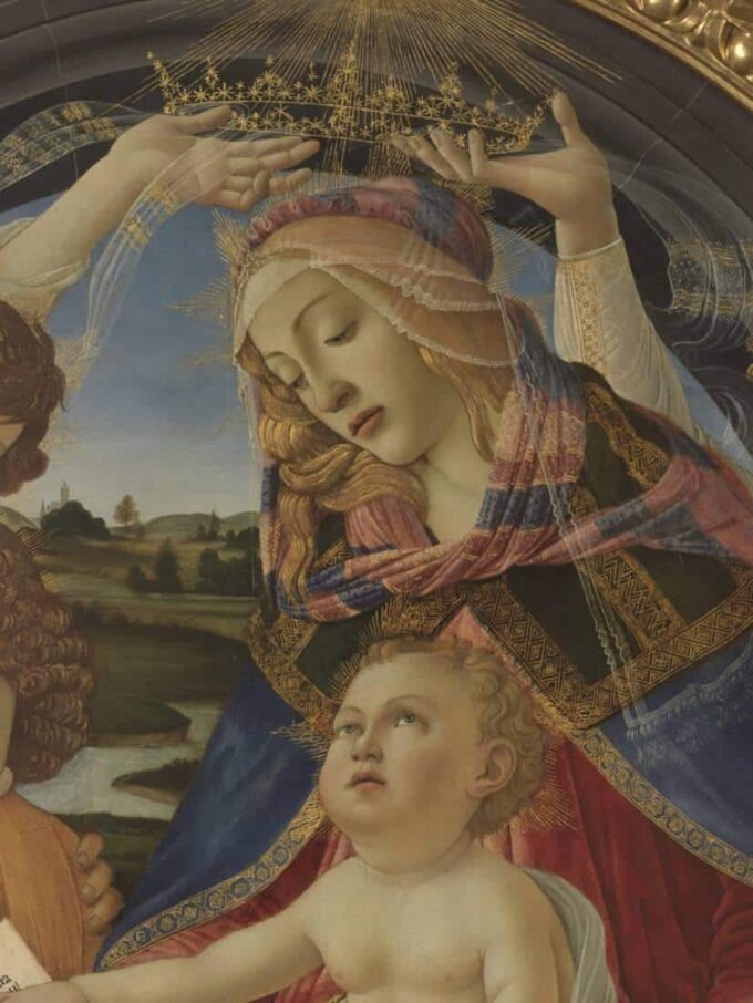 Madonna del Magnificat o Madona (Vergine) con il bambino e cinque angeli – Sandro Botticelli Sandro Botticelli 70x85