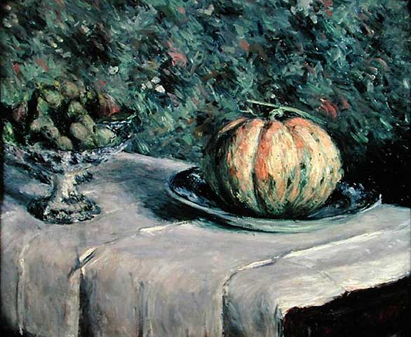 Ciotola di melone e frutta con fichi – Caillebotte Gustave Caillebotte 85x75