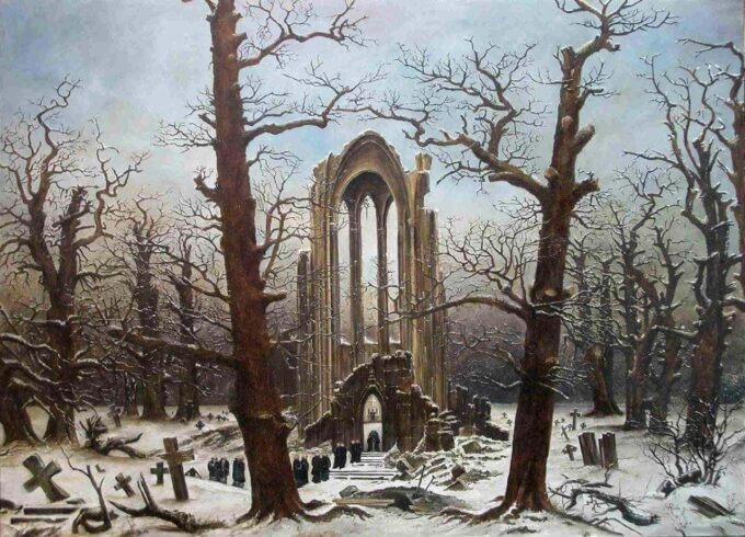 Cimitero di monastero nella neve – Caspar David Friedrich Caspar David Friedrich 105x70