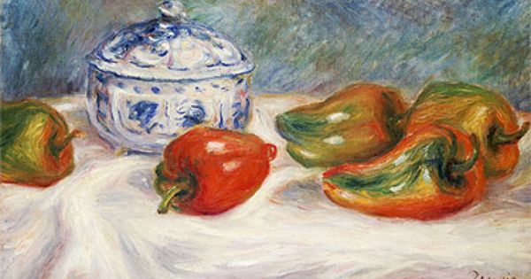 Natura morta con un zuccheriera blu e peperoni – Pierre-Auguste Renoir Pierre-Auguste Renoir 140x70