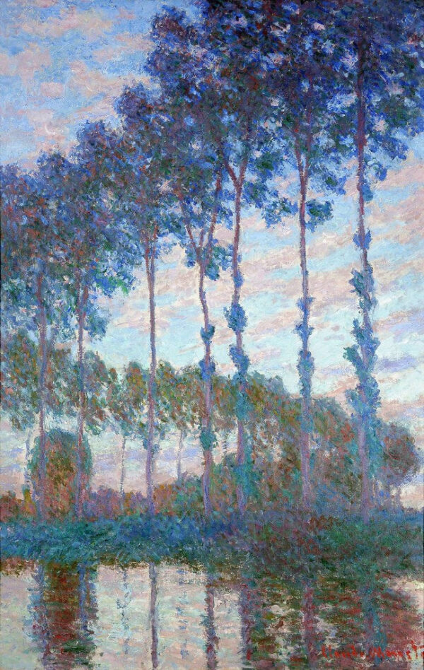 Pioppi lungo l’Epte, effetto di sera – Claude Monet "Peupliers" di Claude Monet 70x105