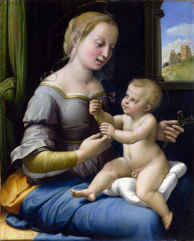 La Vergine con i garofani – Raffaello (pittore) Raffaello Sanzio 70x85