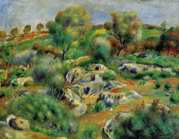 Paesaggio bretone con alberi e rocce – Pierre-Auguste Renoir Pierre-Auguste Renoir 85x75