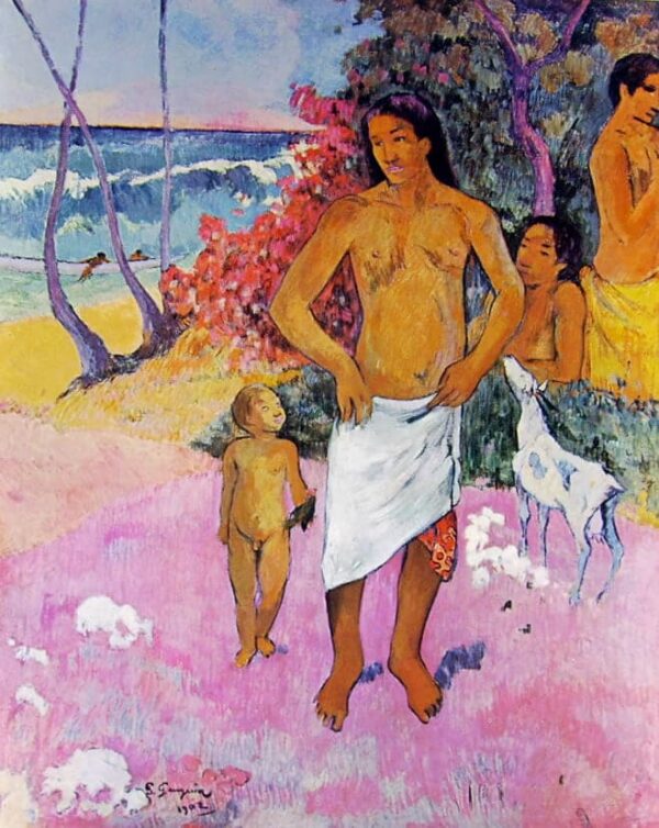 Una passeggiata lungo il mare o la famiglia tahitiana – Paul Gauguin Paul Gauguin 70x85