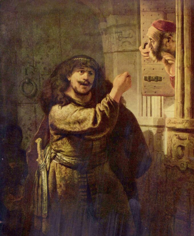 Minaccia di Sansone al suo suocero – Rembrandt van Rijn Rembrandt van Rijn 70x85