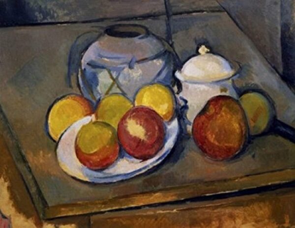 Vaso, zuccheriera e mele – Paul Cézanne Paul Cézanne 85x75