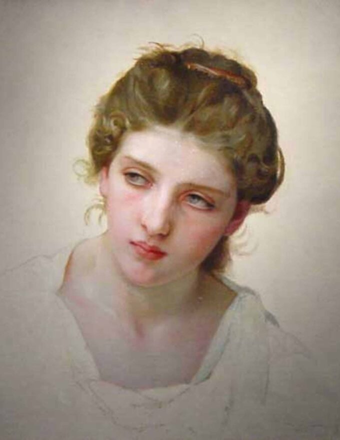 Studio della testa di un volto femminile biondo di William Bouguereau William Bouguereau 70x85