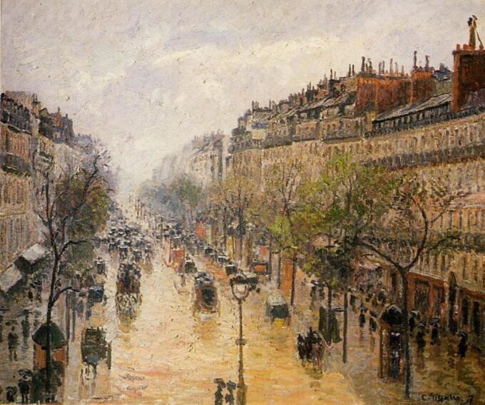 Boulevard Montmartre, pioggia di primavera – Camille Pissarro Camille Pissarro 85x75