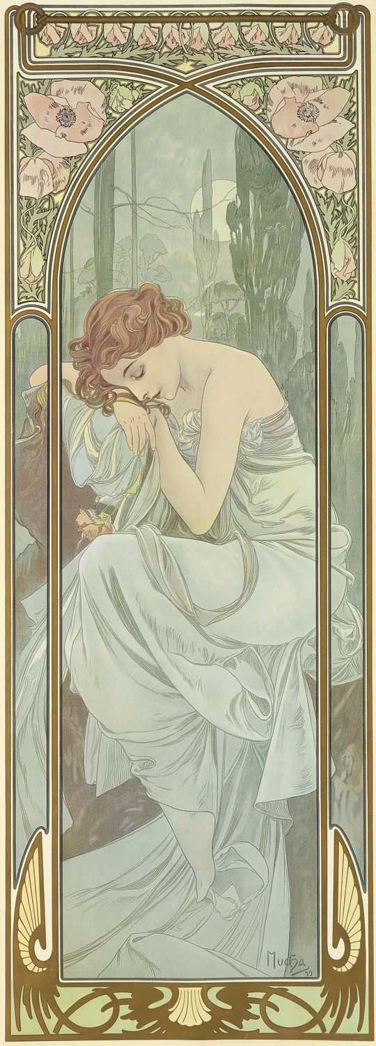 Il momento della giornata: Il riposo della notte – Mucha Alfons Mucha 60x180