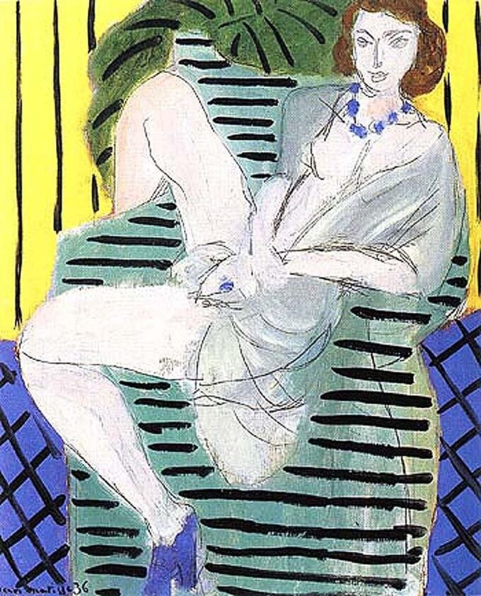 Donna in un fauteuil su uno sfondo blu e giallo – Matisse Henri Matisse 70x85