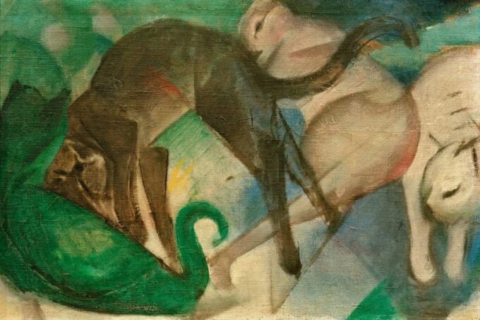 Gatti che giocano (dipinto di gatti) – Franz Marc Franz Marc 105x70