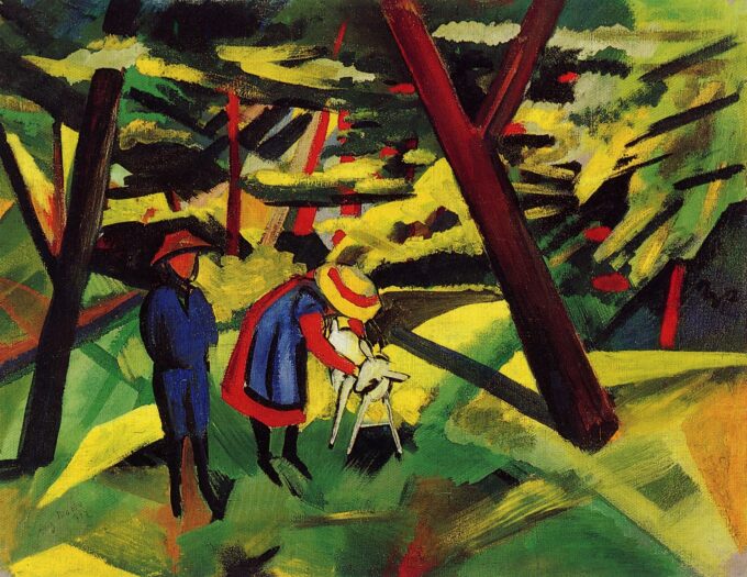 Bambini con la capra nella foresta – August Macke August Macke 85x75