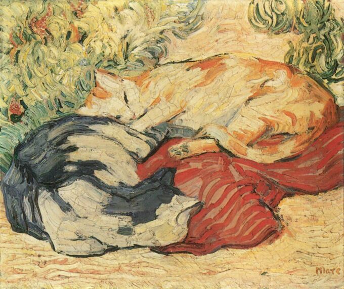 Chats sul panno rosso – Franz Marc Franz Marc 85x75