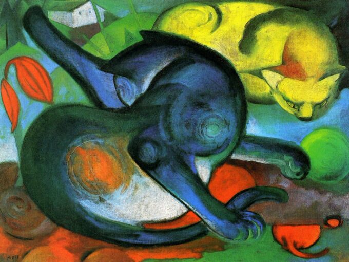 Due gatti, blu e giallo – Franz Marc Franz Marc 85x75