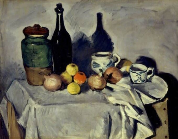 Natura morta con frutti e stoviglie – Paul Cézanne Paul Cézanne 85x75