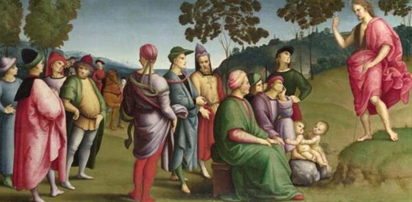 San Giovanni Battista che predica – Raphaël (pittore) Raffaello Sanzio 140x70