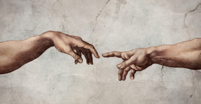 Dettaglio della creazione di Adamo – Michelangelo Michelangelo Buonarroti 140x70