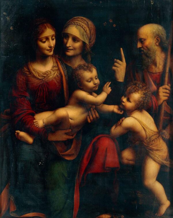 Sainte Anne, la Vergine, il Bambino Gesù e san Giovanni Battista bambino – Leonardo da Vinci Léonard da Vinci 70x85