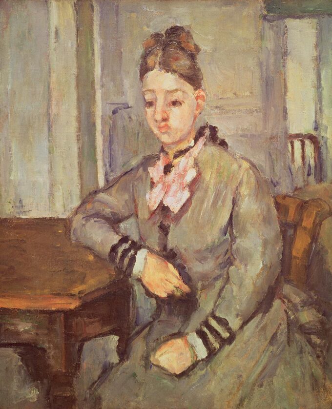 Madame Cézanne appoggiata a un tavolo – Paul Cézanne Paul Cézanne 70x85