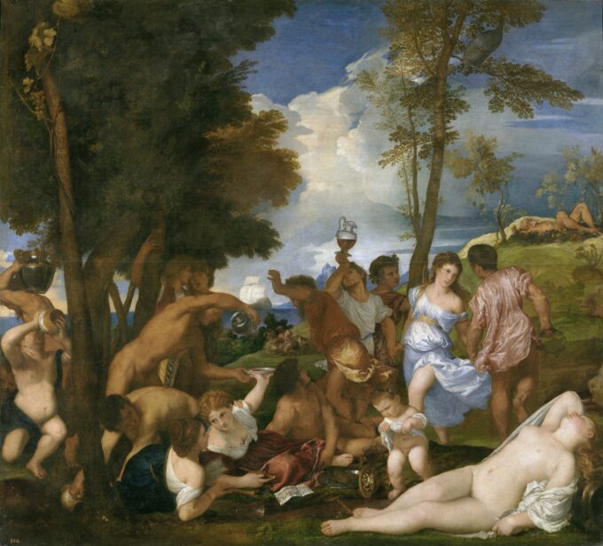 La Bacchanale degli Andriani – Tiziano Tiziano Vecellio 70x70