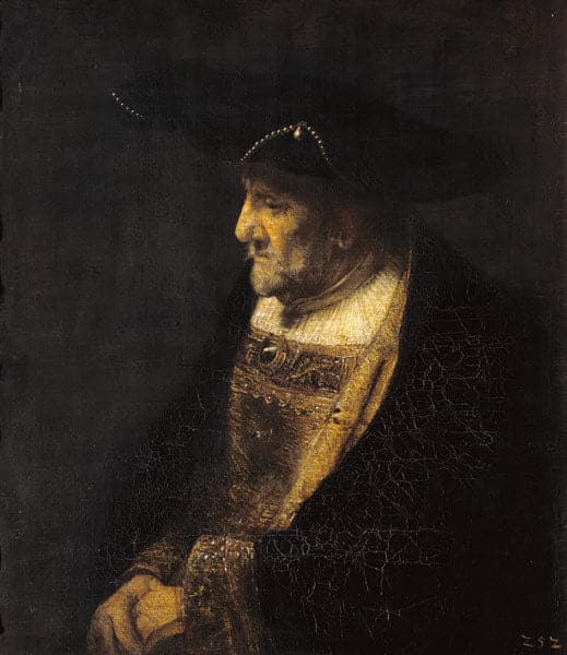 Ritratto di un uomo con perle al cappello – Rembrandt van Rijn Rembrandt van Rijn 70x85