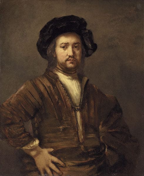 Ritratto di un uomo con le braccia poggiate ai lati – Rembrandt van Rijn Rembrandt van Rijn 70x85