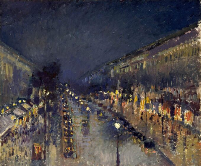 Boulevard Montmartre, di notte – Camille Pissarro Camille Pissarro 85x75