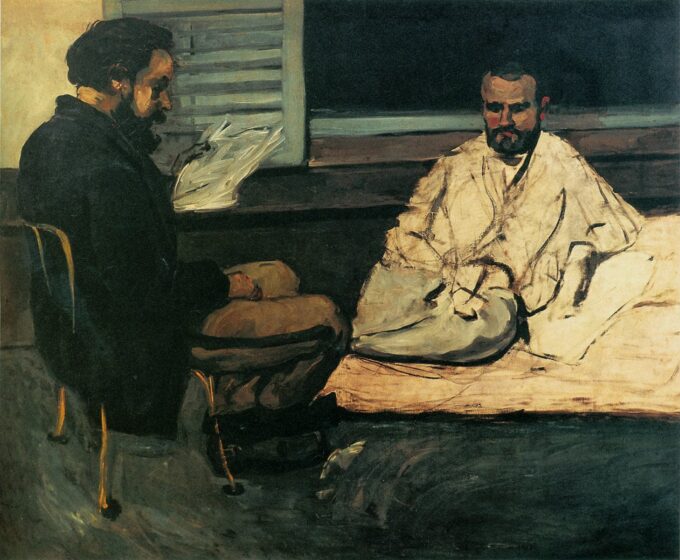 Paul Alexis (1847-1901) che legge un manoscritto a Emile Zola (1840-1902) 1869-70 – Paul Cézanne Paul Cézanne 85x75