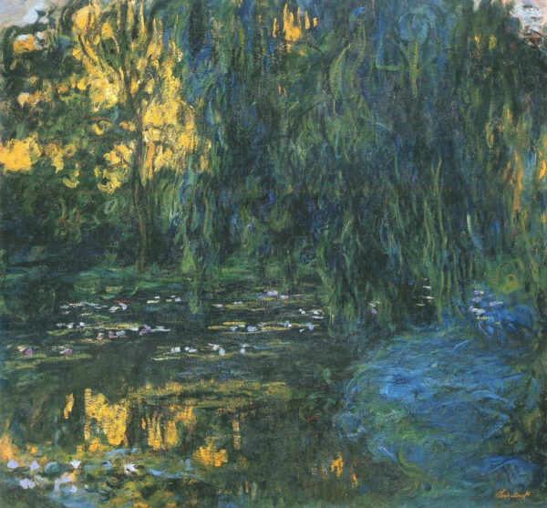 Vista del bacino con ninfee e salice – Claude Monet "Les Nymphéas" di Claude Monet 70x70