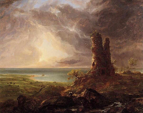 Paesaggio romantico con torre in rovina – Thomas Cole Thomas Cole 85x75