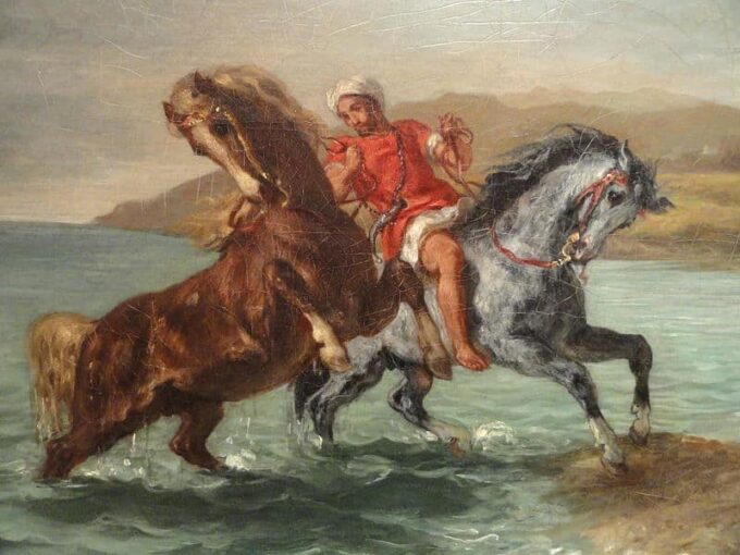 Due cavalli emergono dal mare – Eugène Delacroix Eugène Delacroix 85x75