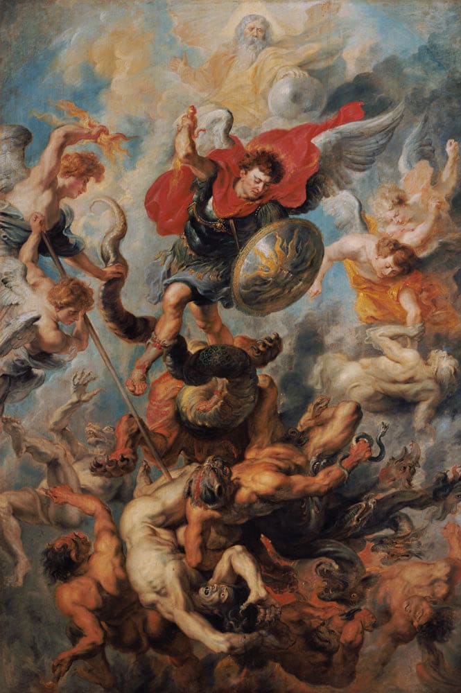 La caduta dell’arcangelo Michele nella lotta contro gli angeli abtruennigen – Peter Paul Rubens Peter Paul Rubens 70x105