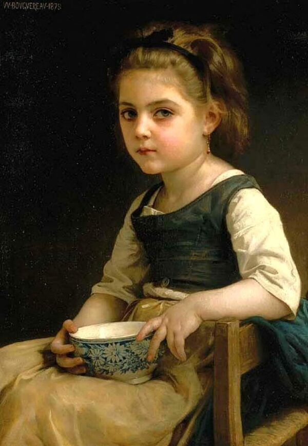 Piccola ragazza con una ciotola blu – William Bouguereau William Bouguereau 70x105