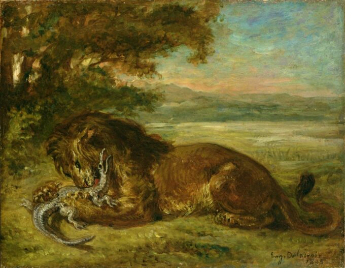 Il leone e l’alligatore – Eugène Delacroix Eugène Delacroix 85x75