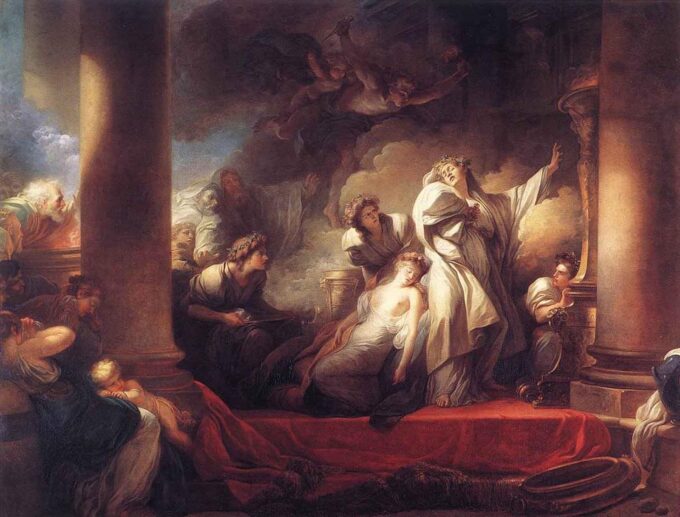 Il grande sacerdote Coresus si sacrifica per salvare Callirhoé – Jean-Honoré Fragonard Jean-Honoré Fragonard 85x75