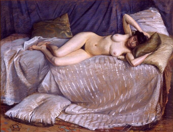 Donna nuda distesa su un divano – Caillebotte Gustave Caillebotte 85x75